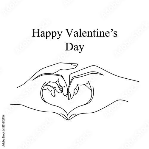Romantic Hands Heart Line Art Vector
