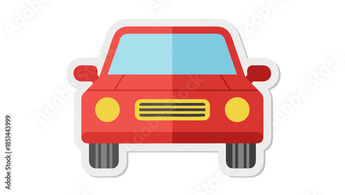 Red Car Icon - Flat Vector Illustration