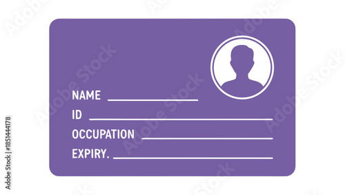 Purple ID Card Template Icon with Photo Placeholder