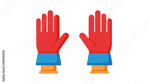 Red and Blue Cartoon Gloves Icon