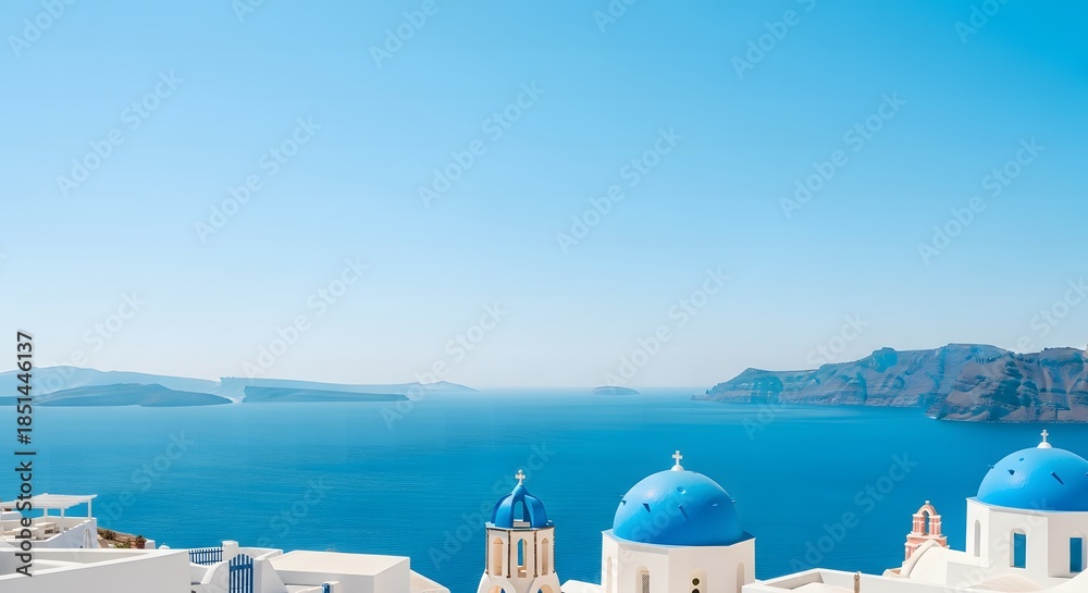 Obraz premium Iconic Blue Domes and White Architecture of Santorini, Greece, o