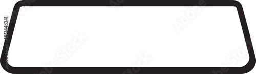 Simple black outline of a rectangular shape with rounded corners shown on white