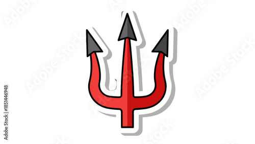 Red Devil Trident Icon Sticker