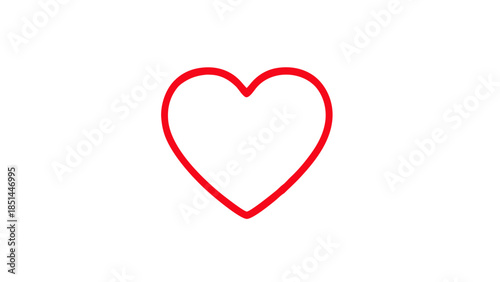 Red Heart Icon Outline on White Background
