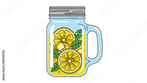 Refreshing Lemonade in a Mason Jar Illustration