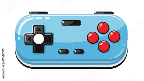 Retro Blue Game Controller Vector Illustration