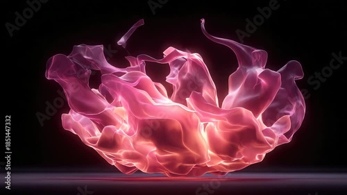 Vibrant pink and orange abstract fluid motion on dark background