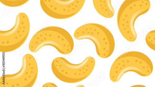 Seamless Cashew Nut Pattern - Yellow & White Vector Illustration