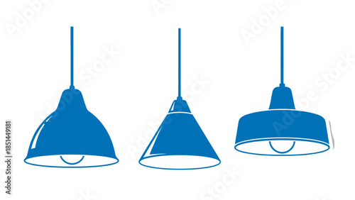 Set of Blue Pendant Lights Icons