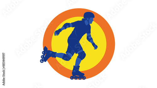 Silhouette of a Rollerblader in Action