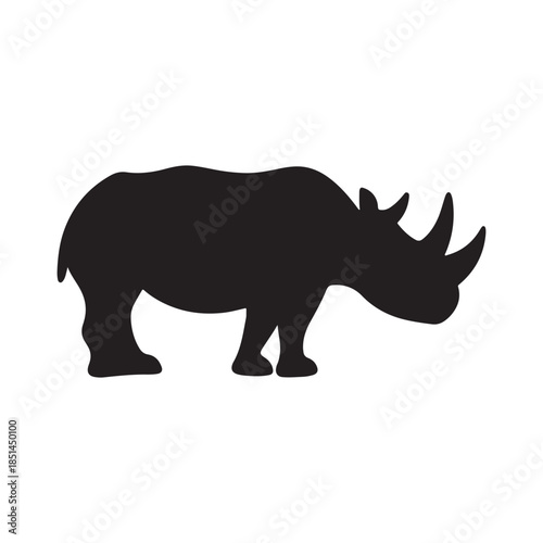 A striking silhouette of a powerful rhinoceros showcasing its iconic form