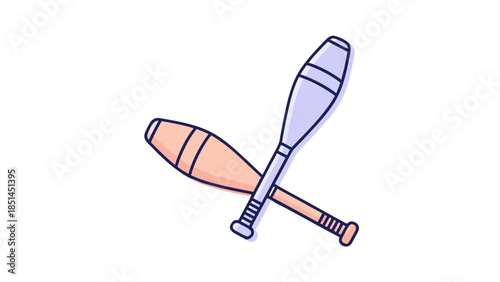 Simple Illustration of Two Crossed Juggling Clubs