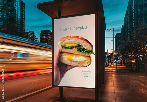Street Bus Stop Advertising Mockup