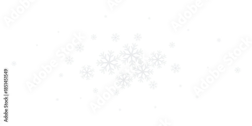 Elegant white snowflakes falling, creating a beautiful winter background pattern on a clean white backdrop.