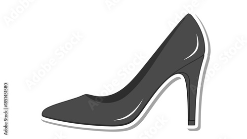 Sleek Black High Heel Shoe Illustration