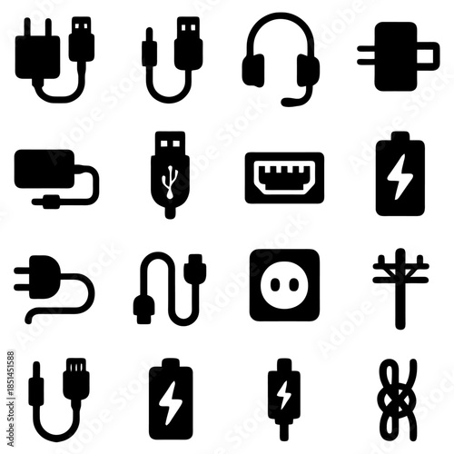 Electrical Essentials: A collection of essential electric components that ensures seamless power and connectivity. This image showcases a variety of connectors, adapters, and power sources. 