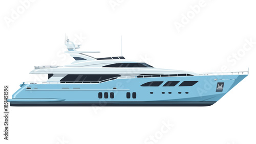 Sleek Blue Motor Yacht Illustration