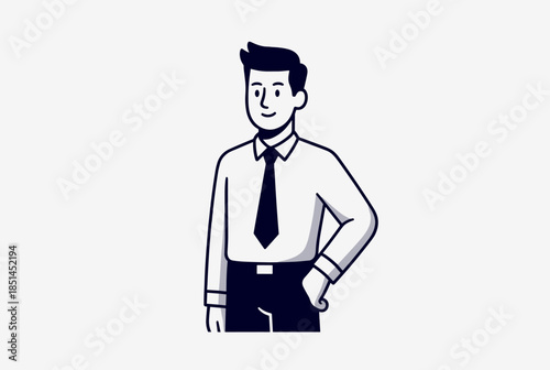 Modern Minimalist Illustration of a Professional Man Smiling