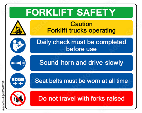Forklift Safety Symbol Sign, Vector Illustration, Isolate On White Background Label. EPS10
