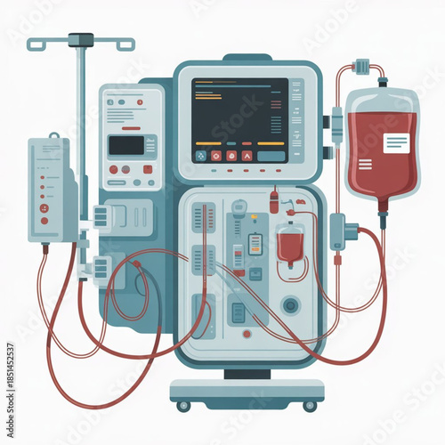 Hemodialysis Machine Vector Illustration