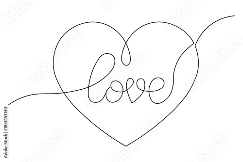 Heart symbol continuous outline drawing simple style romantic element