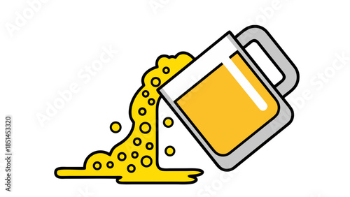 Spilling Beer Mug Vector Icon - Cartoon Style