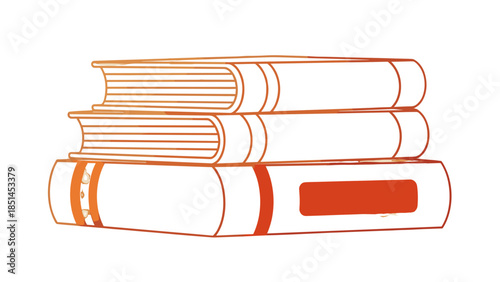 Stack of Books Illustration with Orange Outline