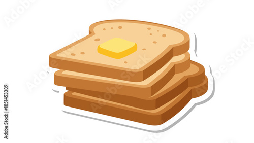 Stack of Buttered Toast Slices - Flat Icon Sticker