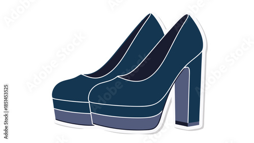 Stylish Navy Blue Platform High Heels Icon