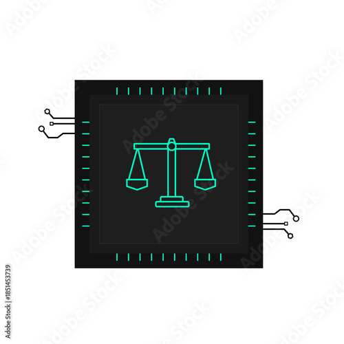 Digital Justice Technology Microchip Concept