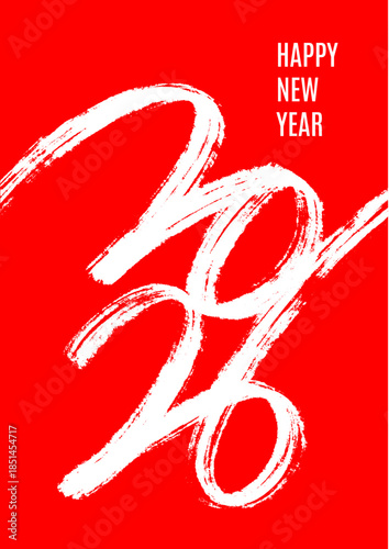 Happy New Year 2026 Textured Brush Typography for Design