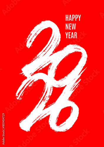 Happy New Year 2026 Rough Brush Lettering for Design