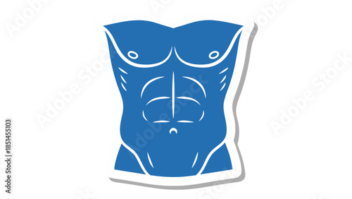 Stylized Blue Six-Pack Abs Icon