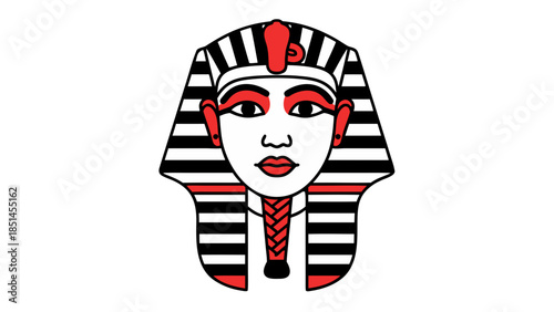 Stylized Egyptian Pharaoh Head Icon with Red Accents
