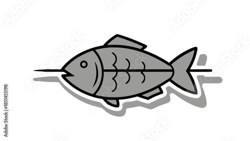 Stylized Fish on a Skewer Icon