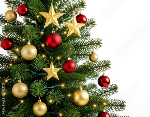 Wallpaper Mural Christmas Tree with Red Ornaments and Golden Lights for Festive Decor Torontodigital.ca