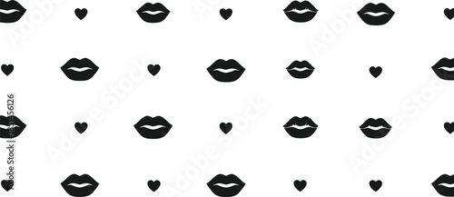 Elegant Black Lips & Hearts Pattern for Modern Designs