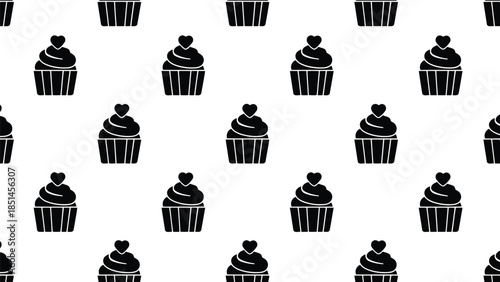 Chic Black and White Cupcake Pattern for Modern Designs