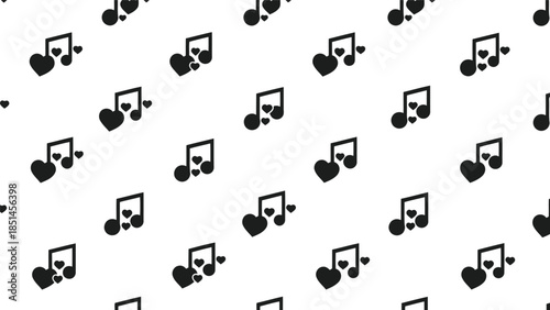 Seamless Music Note Pattern with Heart Design for Love Themes