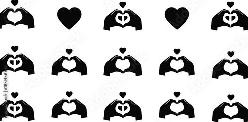 Heart Symbols with Hands Creating Love Patterns