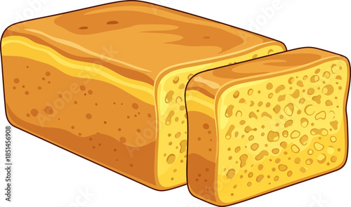 Loaf of Bread with Slice Cut.