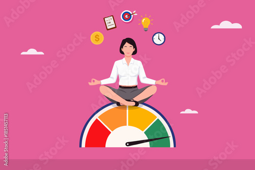 multitasking job or success talent, work productivity or efficiency, employee performance or skill for job achievement, smart businesswoman on high performance handle multitasks illustration