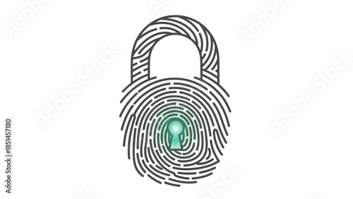 Secure access concept with fingerprint lock and glowing keyhole