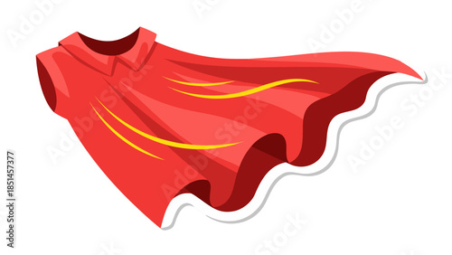 Stylized Red Superhero Cape with Yellow Accents