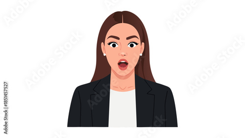 Surprised Woman in Business Attire - Vector Illustration