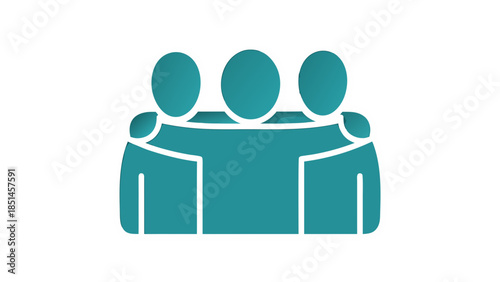 Teal Icon of Three People Hugging in Unity