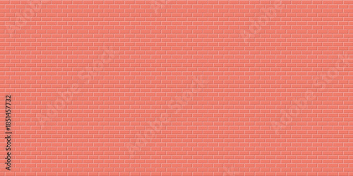 Seamless salmon-colored brick wall pattern with regular placement background graphic design