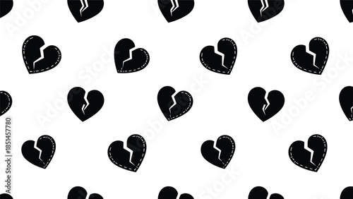 Stylish Broken Heart Pattern on White Background