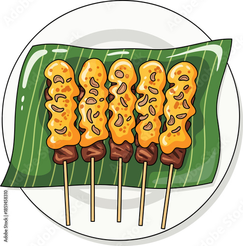 Grilled Skewers with Sauce and Nuts.