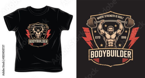 bodybuilder graphic victor art t-shirt design print template